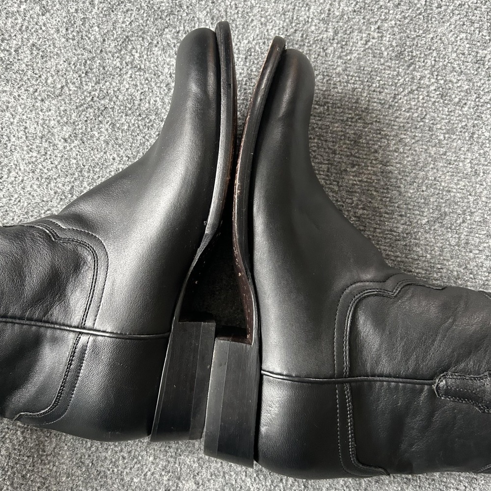 Tecovas Boots Mens Size 10.5EE Black Leather Western Ankle Zip Almond Toe 78707 - Picture 15 of 16
